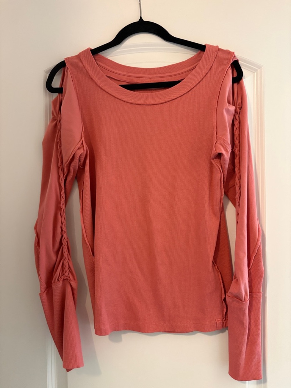Free People Coral Cold-Shoulder Long Sleeve Top